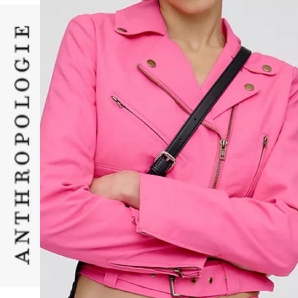 NWT Dolan Anthropologie Hot Pink Moto Jacket xs - Picture 1 of 12